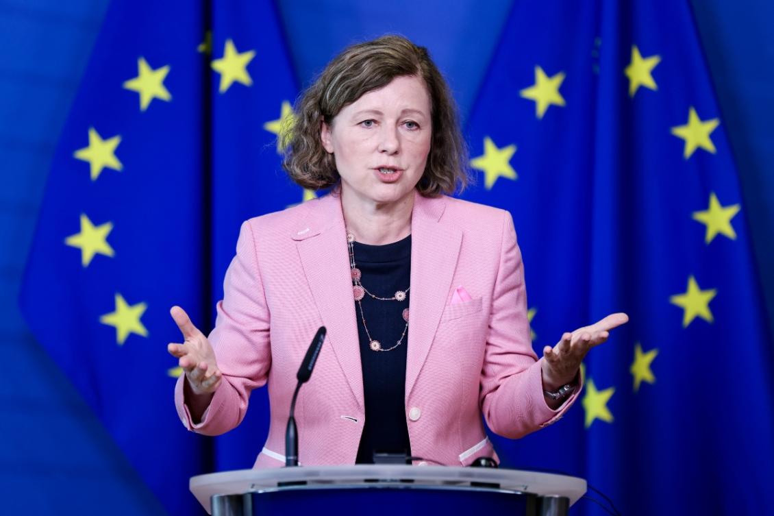 “This rule of law report shows that there is no radical worsening or backsliding in any member state,” said EU Commissioner for Values and Transparency Vera Jourova. (AFP)