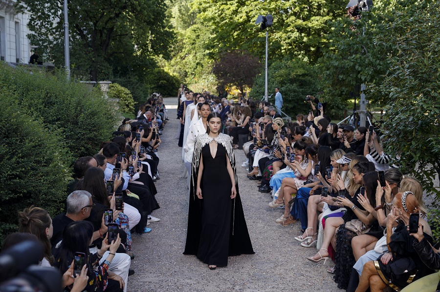 As with a number of other collections shown on the official calendar this summer, the designer kept her color palette muted. (AFP)
