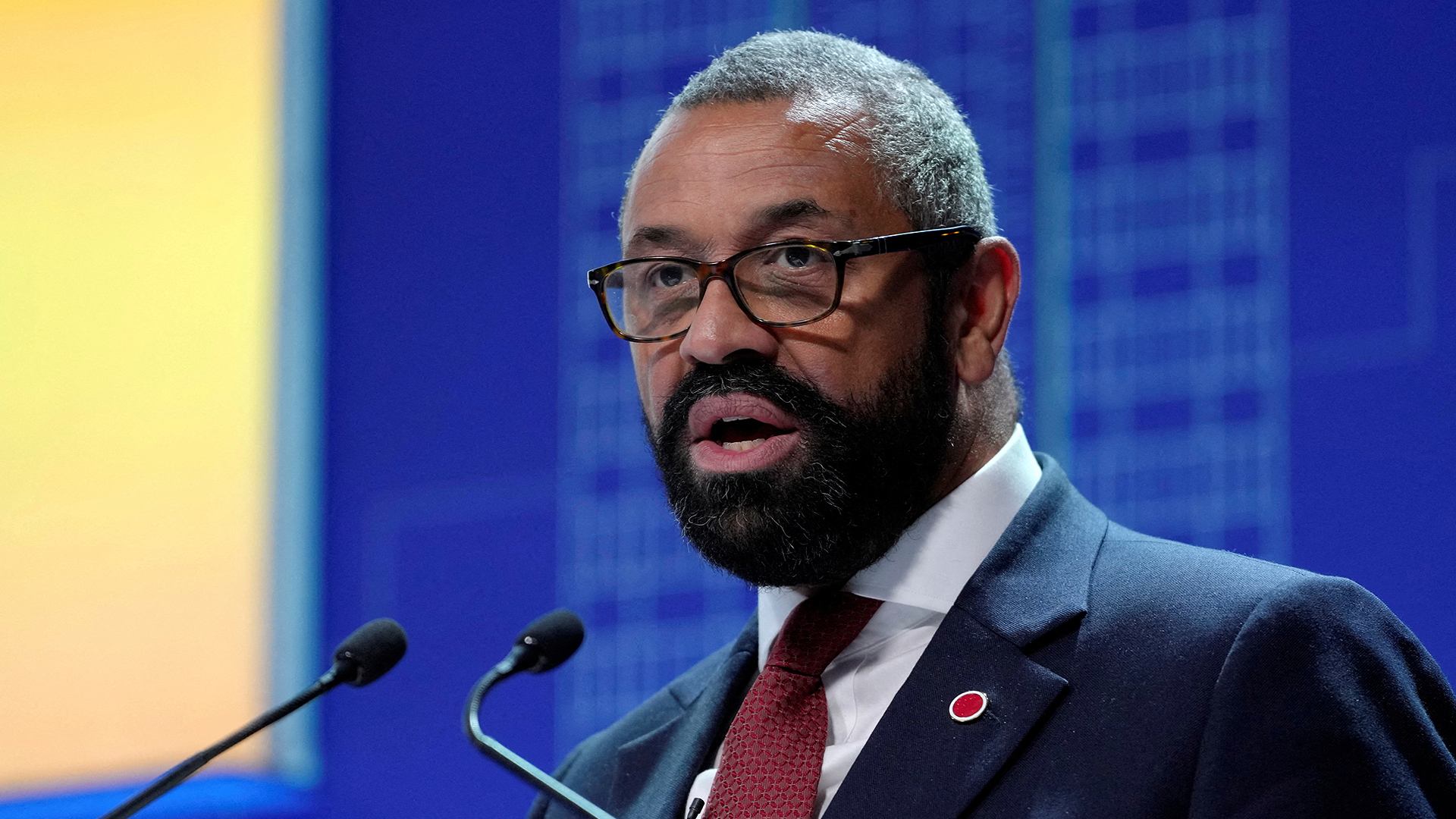 Britain's Foreign Secretary James Cleverly speaks during the first day of the Ukraine Recovery Conference in London, Britain, June 21, 2023. (REUTERS/File)