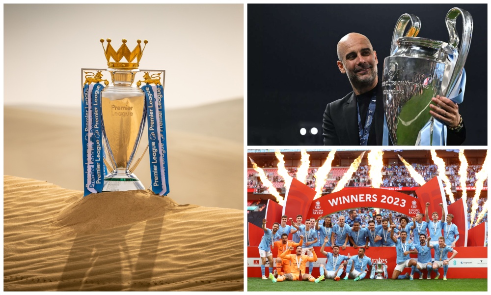 Manchester City on Friday announced the details of their global Treble Trophy Tour — presented by official club partner OKX — to celebrate the club’s historic 2022-23 season. (WAM/Reuters/AFP)