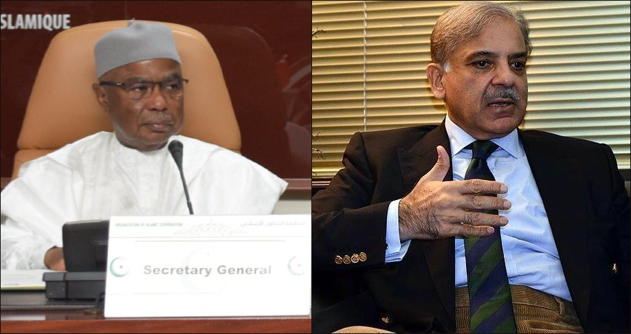 OIC Secretary-General Hissein Brahim Taha holds a phone call with Pakistani Prime Minister Shehbaz Sharif. (File/OIC)