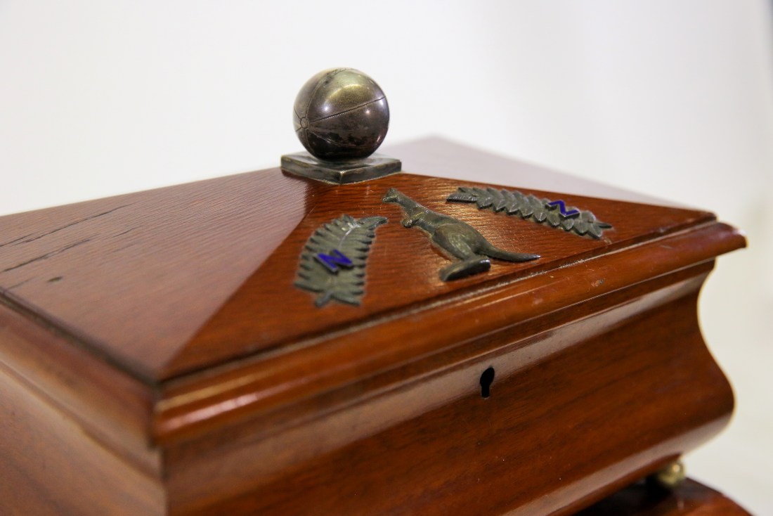 This handout image released by the Football Australia on April 25, 2023, shows the century-old Australia and New Zealand ‘ANZAC Soccer Ashes’ trophy, that was last sighted in 1954, in Sydney. (File/AFP)