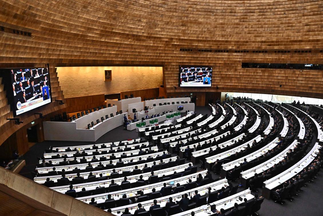 Thai MPs attend the house speaker nomination at Parliament in Bangkok on July 4, 2023. Move Forward Party leader Pita Limjaroenrat is running unopposed for new prime minister in what will be a critical test of his political clout. (AFP)