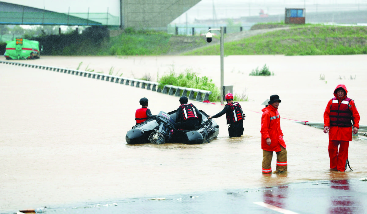 South Korea is at the peak of its summer monsoon season and there has been heavy rainfall for the last three days, triggering widespread flooding. (Reuters)
