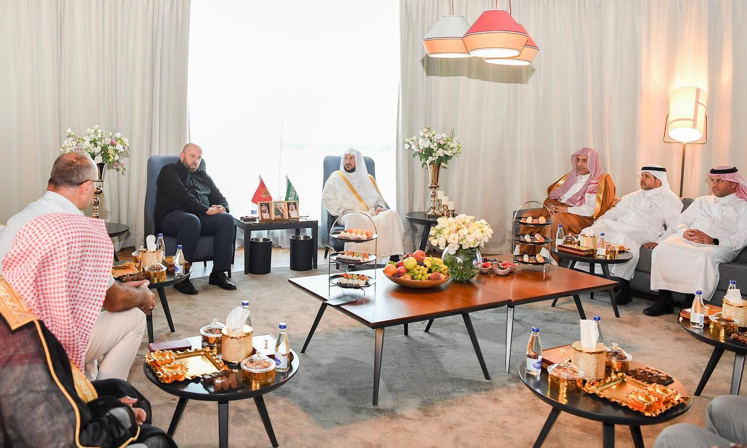 Saudi Islamic Minister Sheikh Abdullatif Al-Asheikh meets with the President of the Islamic Sheikhdom and Grand Mufti of Montenegro, Rifaat Vizic, in Podgorica. (SPA)