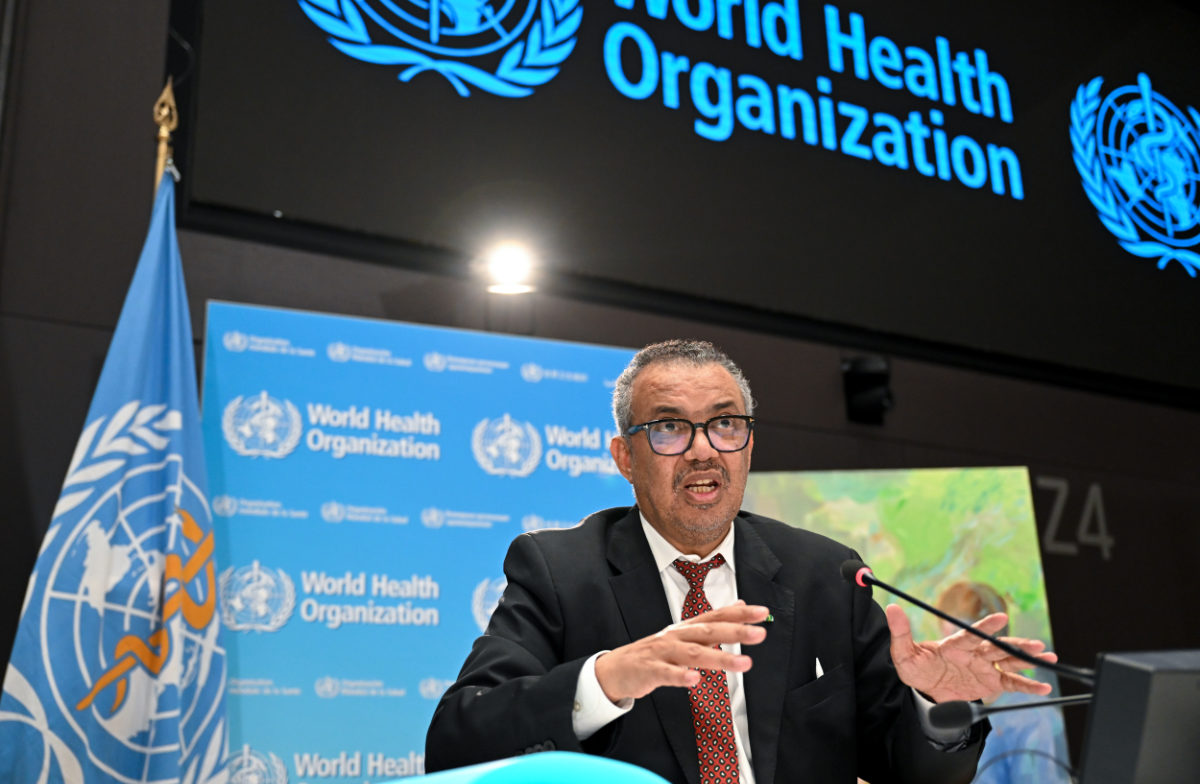 World Health Organization (WHO) chief Tedros Adhanom Ghebreyesus speaks during a press conference on the World Health Organization's 75th anniversary in Geneva, on April 6, 2023. (AFP)