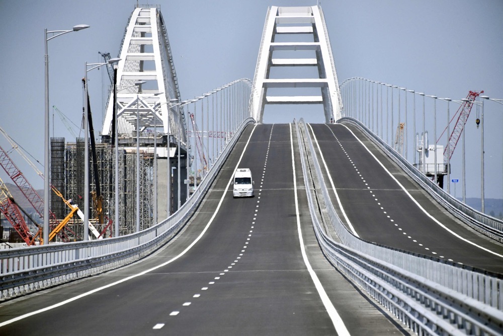 The 19 km road-and-rail Crimean Bridge passes over the Kerch Strait. (AFP/File)