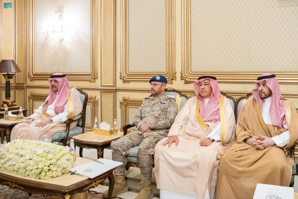 Saudi Arabia’s Minister of Defense Prince Khalid bin Salman met with his Cameroonian counterpart Joseph Beti Assomo. (SPA)