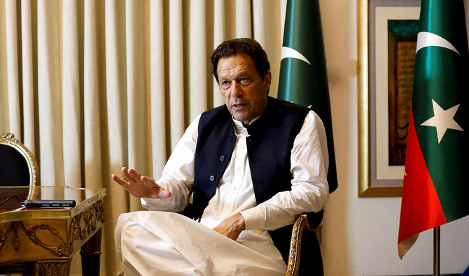Former Pakistani Prime Minister Imran Khan speaks with Reuters during an interview, in Lahore, Pakistan March 17, 2023. (REUTERS)