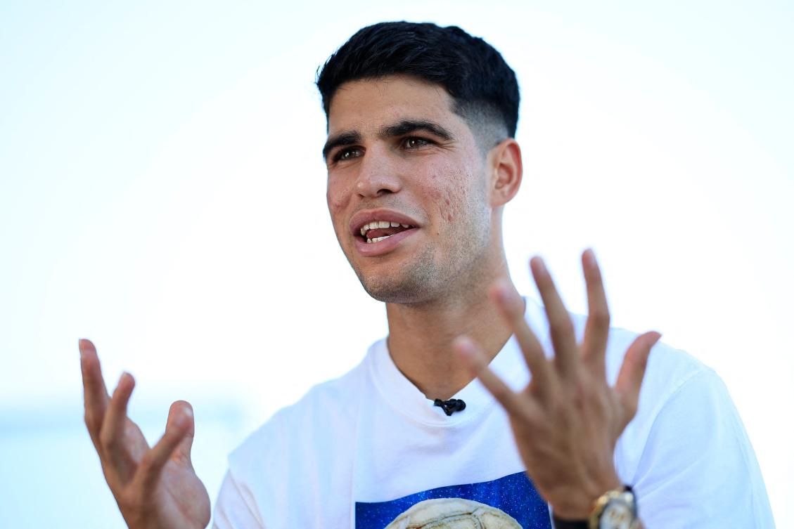 Spain’s tennis player Carlos Alcaraz poses during the Hopman Cup tennis tournament in Nice, southern France, on July 20, 2023. (AFP)