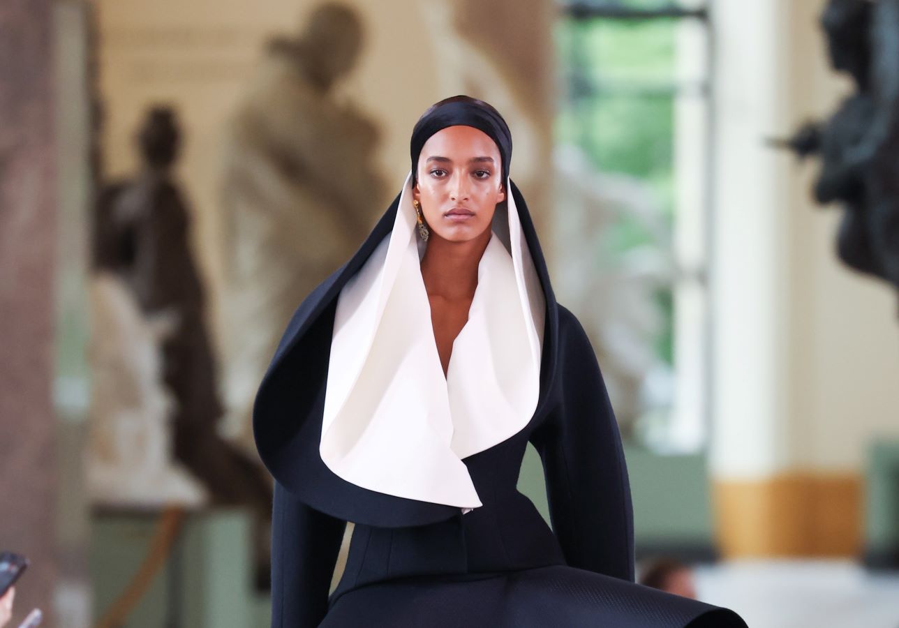 Mona Tougaard walks for Schiaparelli at Paris Haute Couture Week. (Getty Images)
