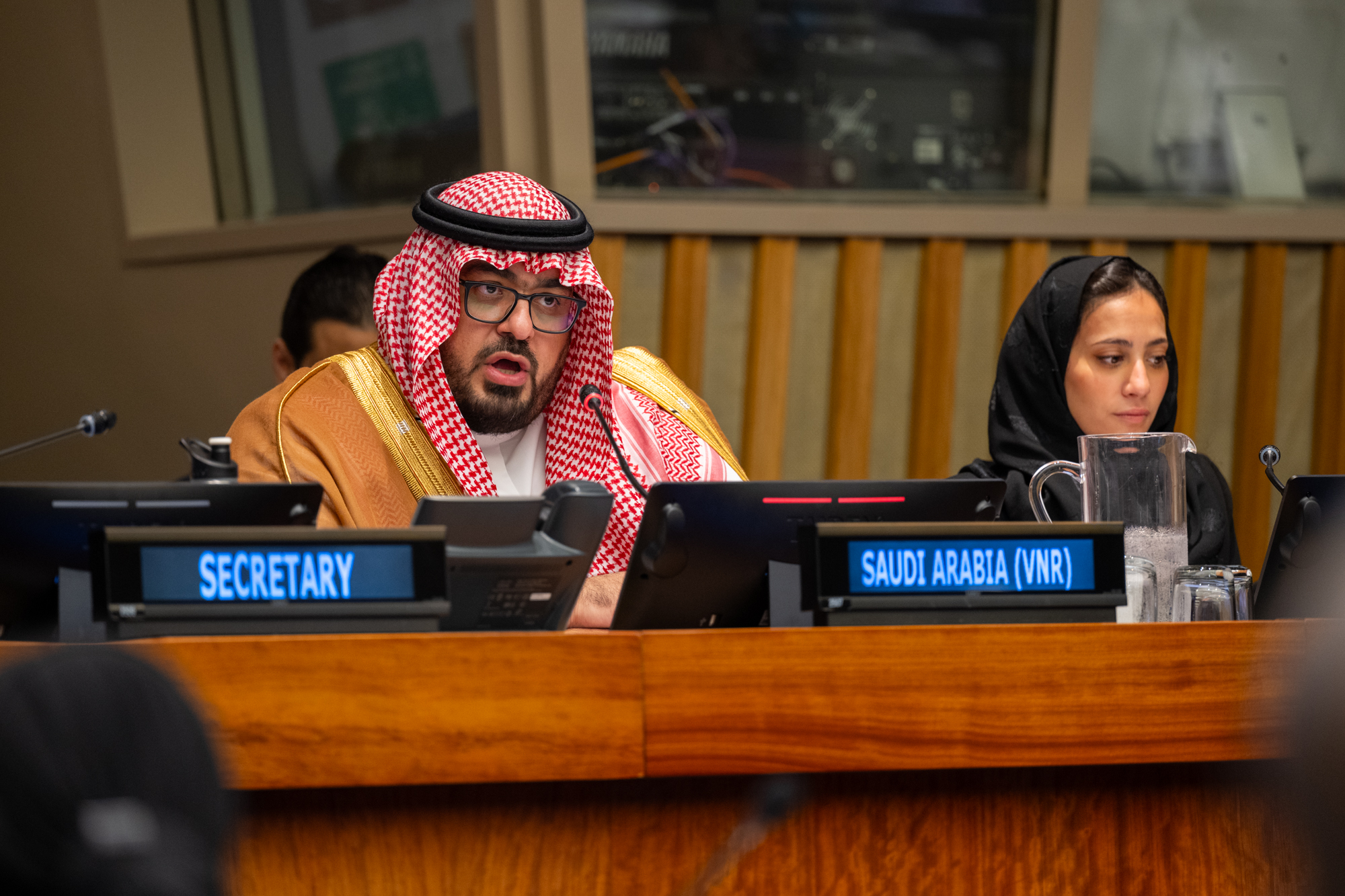 Faisal Al-Ibrahim speaking at the UN’s High-Level Political Forum in New York (Ministry of Economy and Planning)