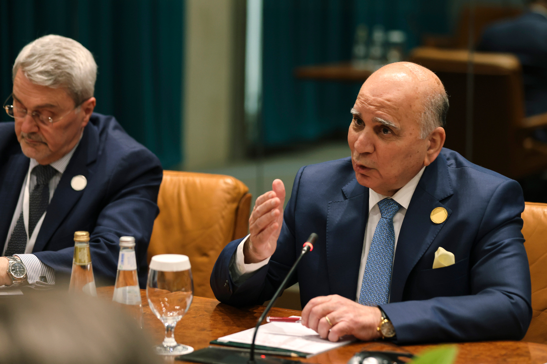 Iraq’s Foreign Minister Fuad Hussein vowed to keep Danish embassies amid a string of Qur’an burnings. (File/AFP)