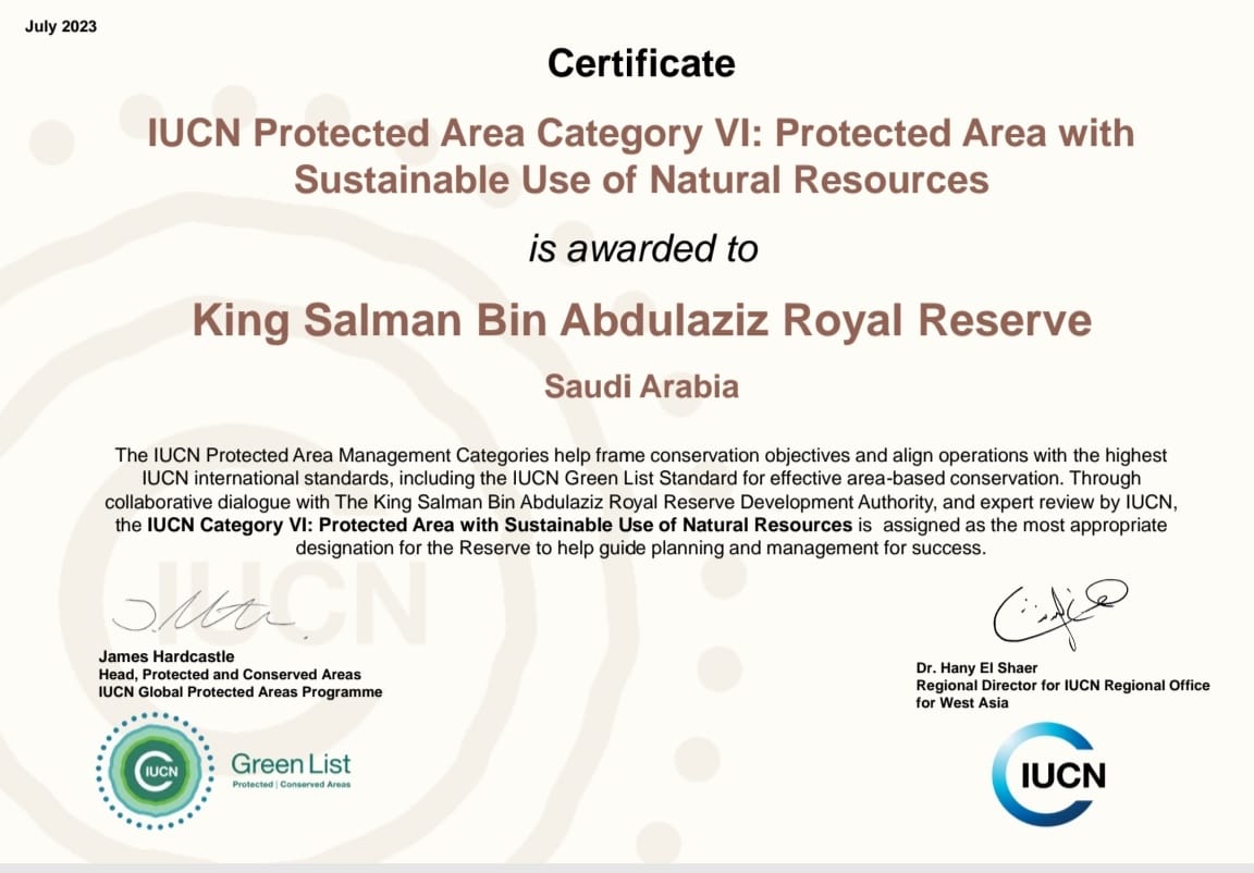 The King Salman Bin Abdulaziz Royal Natural Reserve has been accredited by the International Union for Conservation of Nature for meeting international administrative classification standards. (Supplied)