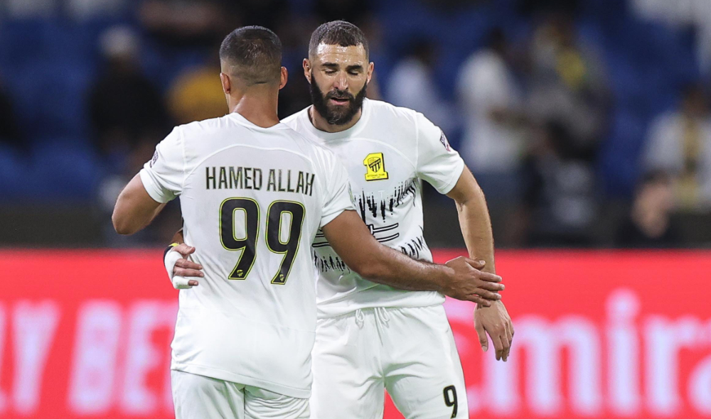 Strikes from Karim Benzema and Abderrazak Hamed Allah were enough to give Ittihad victory. (Al-Ittihad)