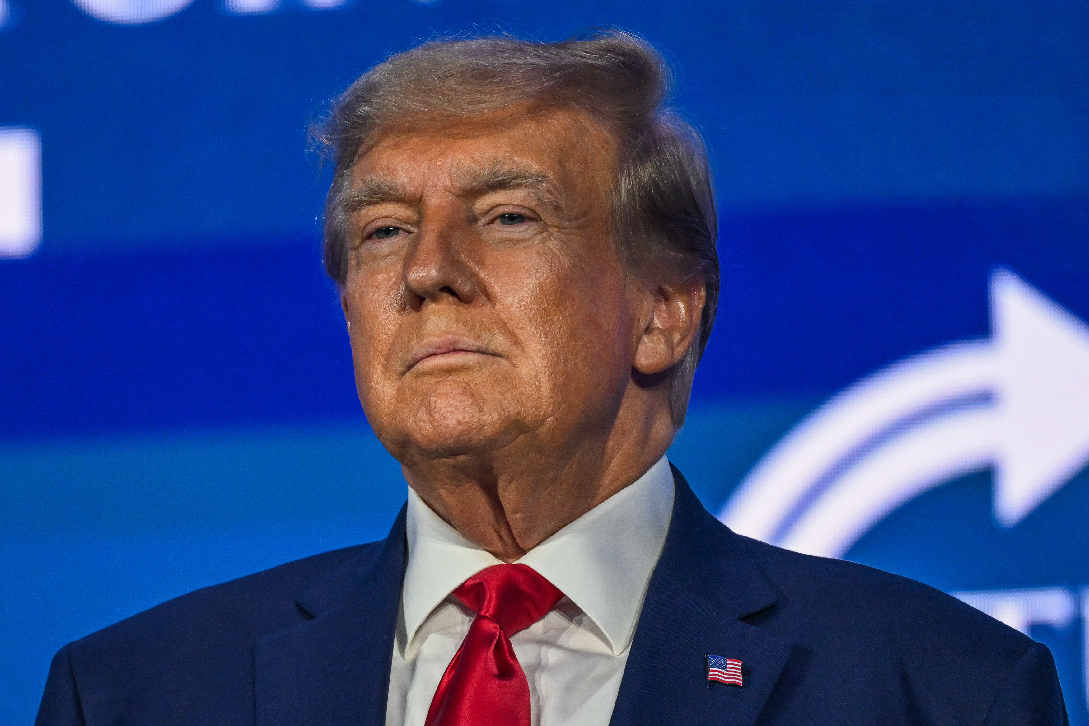 Former US President and 2024 presidential hopeful Donald Trump speaks at the Turning Point Action USA conference in West Palm Beach, Florida, on July 15, 2023. (AFP/File)
