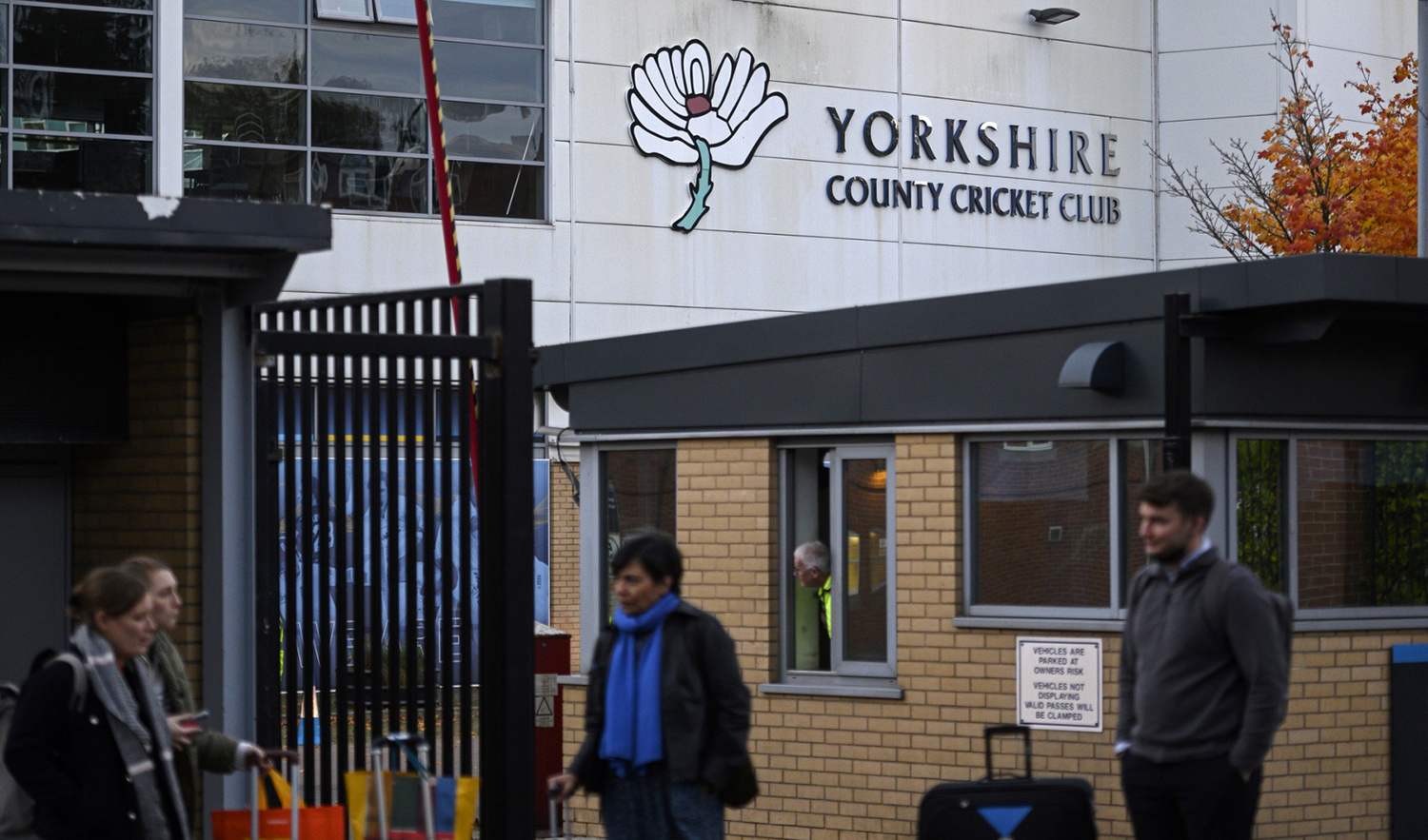 People seen outside Headingley stadium, the home of Yorkshire cricket, in Leeds, England on November 5, 2021. (AFP/File)