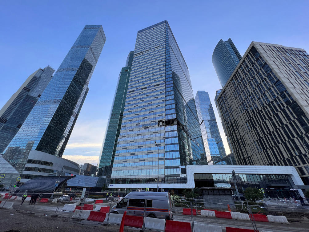 Moscow mayor Sergei Sobyanin posted on Telegram that the ‘facades of two city office towers were slightly damaged.’ (Reuters)