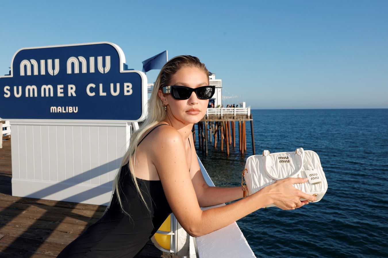 Supermodel Gigi Hadid at Italian label Miu Miu’s Summer Club event in Malibu, California. (Getty Images)