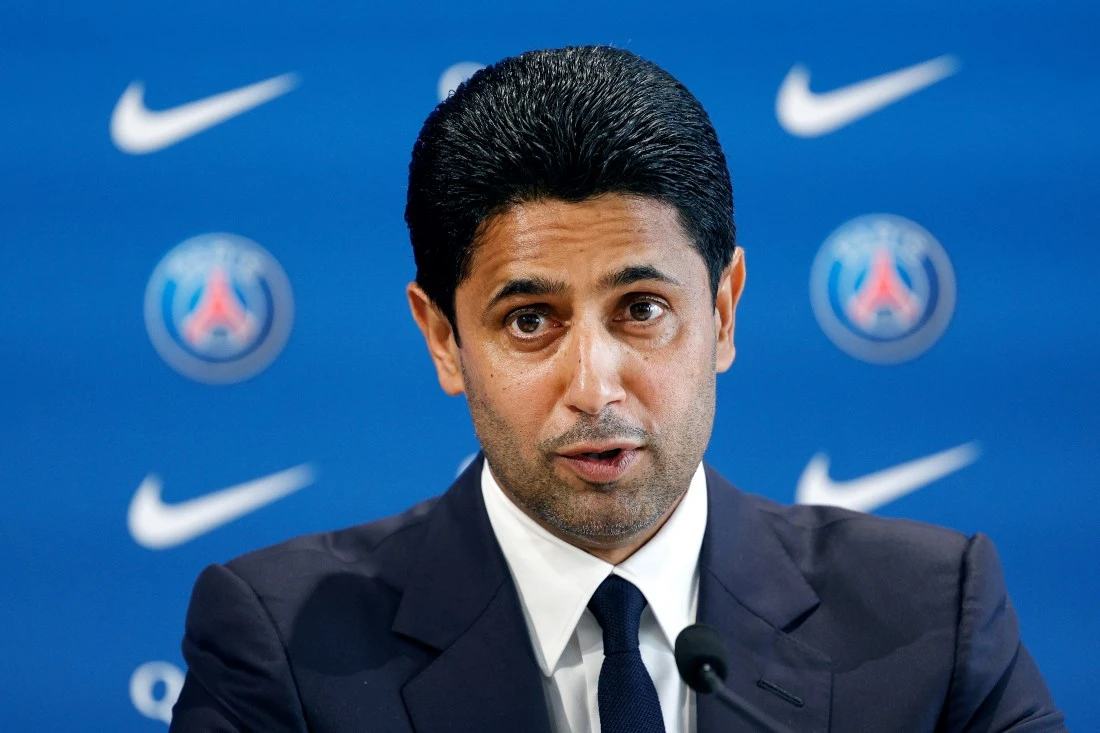 French police raided the home of Paris Saint-Germain boss Nasser Al-Khelaifi on Wednesday. (FILE/AFP)