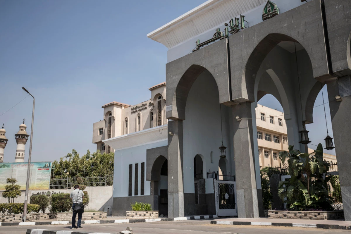 A picture taken on August 6, 2019 shows the entrance to al-Azhar University in the Egyptian capital Cairo's eastern Nasr City district. (AFP)