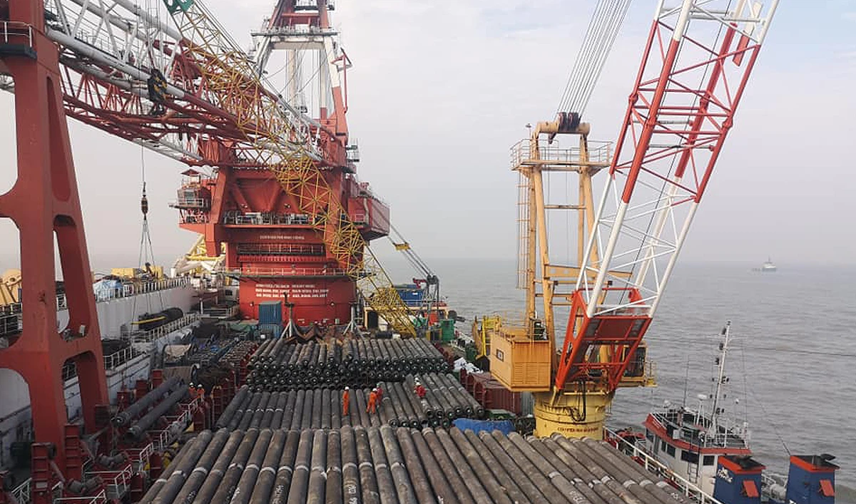 This photo, posted on February 11, 2020, shows Bangladesh Petroleum Corporation's oil pipeline site at the Bay of Bengal. (Photo courtesy: Facebook/bpc.chairman)