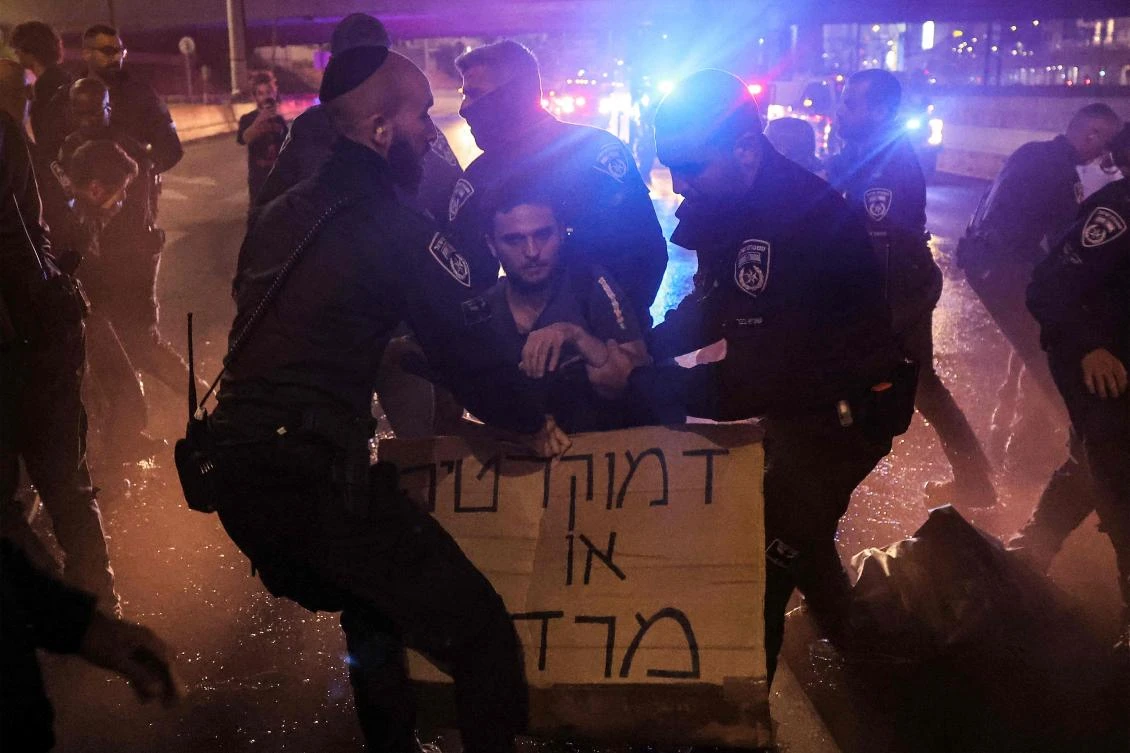 Tens of thousands of Israelis have taken to the streets in weekly rallies, demanding a halt to Benjamin Netanyahu’s planned overhaul of the country’s justice system. (AFP)