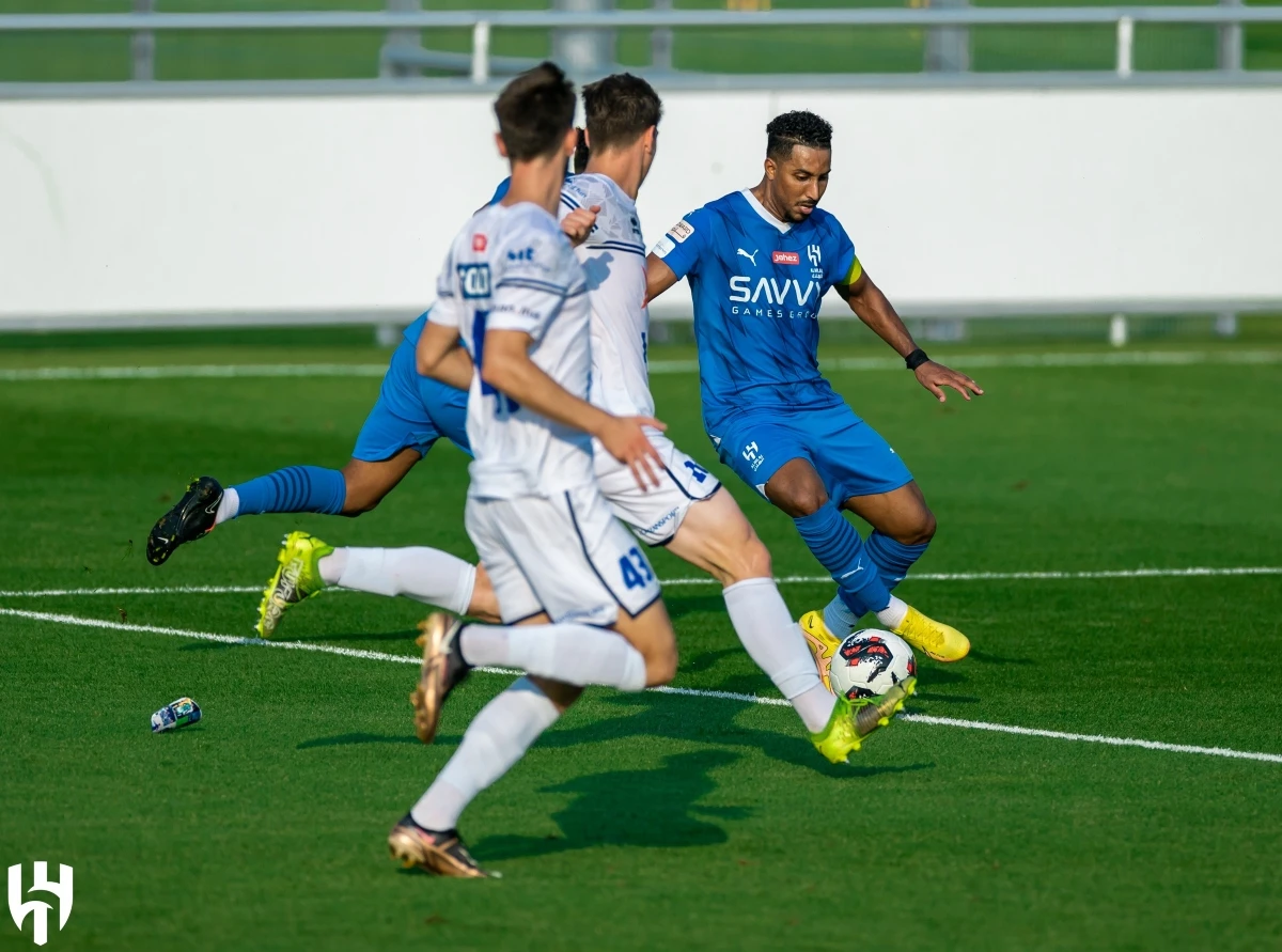 Salem Al-Dawsari in action against ND Gorica of Slovenia. (Twitter/@Alhilal_EN)