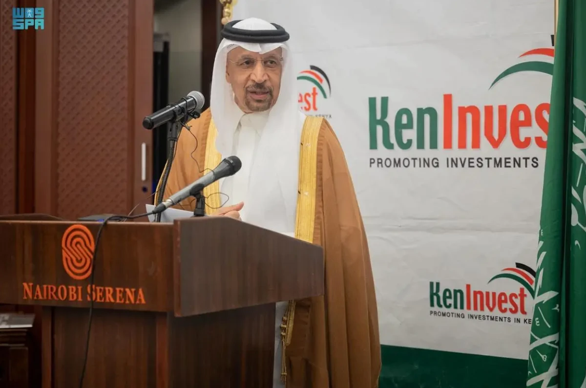 Saudi Minister of Investment Khalid Al-Falih was received at the Presidential Palace in Nairobi by Kenyan President William Ruto. (SPA)