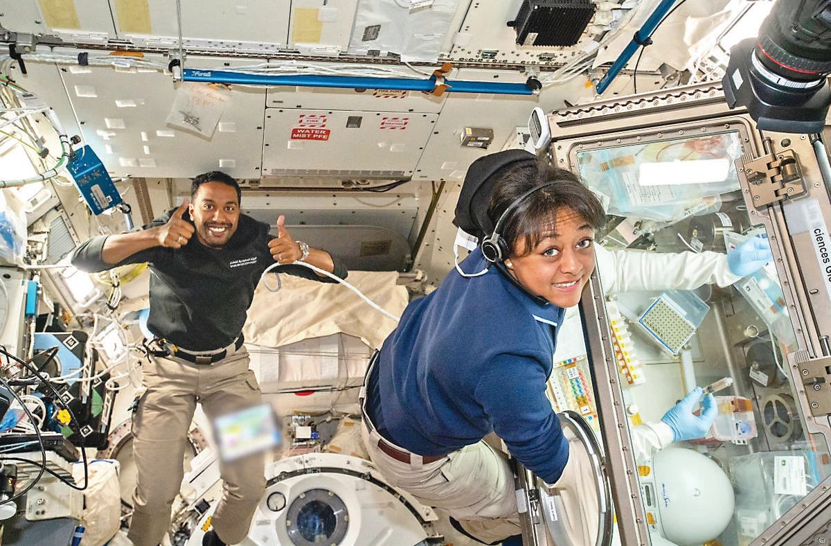 Rayyanah Barnawi — the first Saudi woman in space and the first Arab woman on the iSS — conducted scientific experiments during the Ax-2 mission, including tissue engineering and regenerative medicine. (Twitter/Astro_Rayyanah)