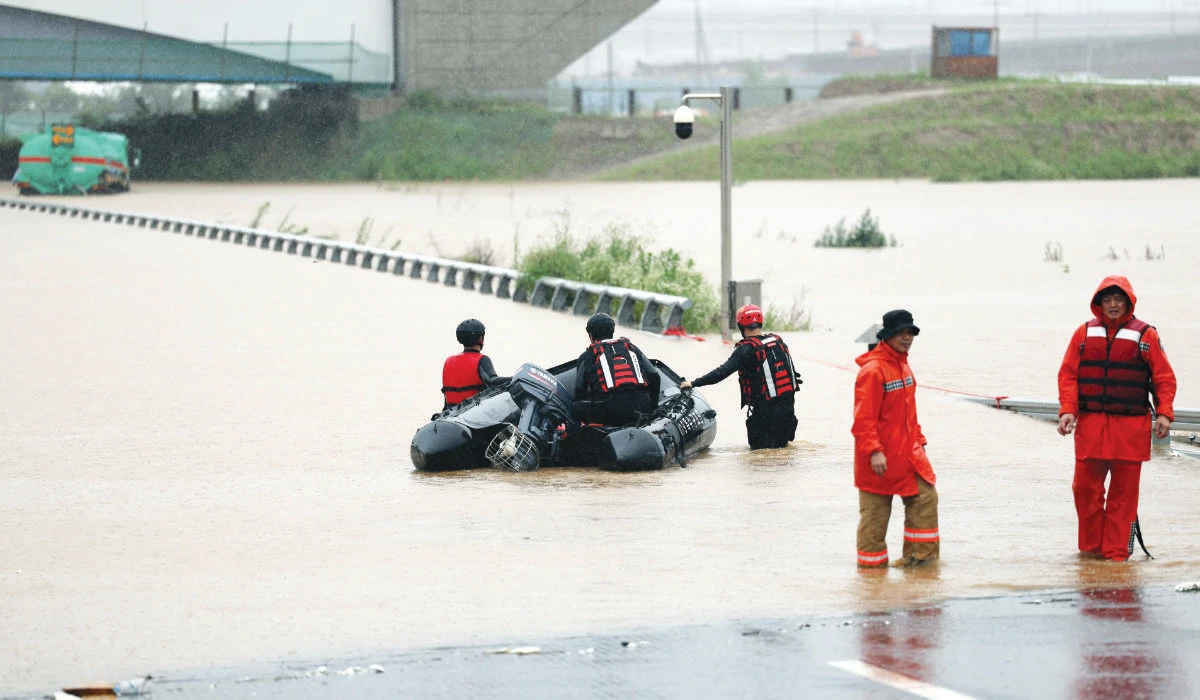 South Korea is at the peak of its summer monsoon season and there has been heavy rainfall for the last three days, triggering widespread flooding. (Reuters)