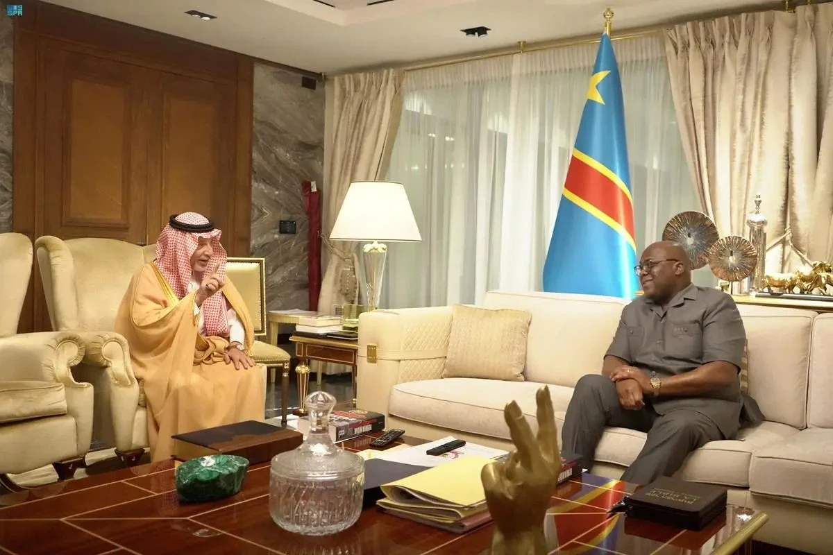 Saudi Royal Court Adviser Ahmed Kattan and President of the Democratic Republic of the Congo Felix Tshisekedi. (SPA)