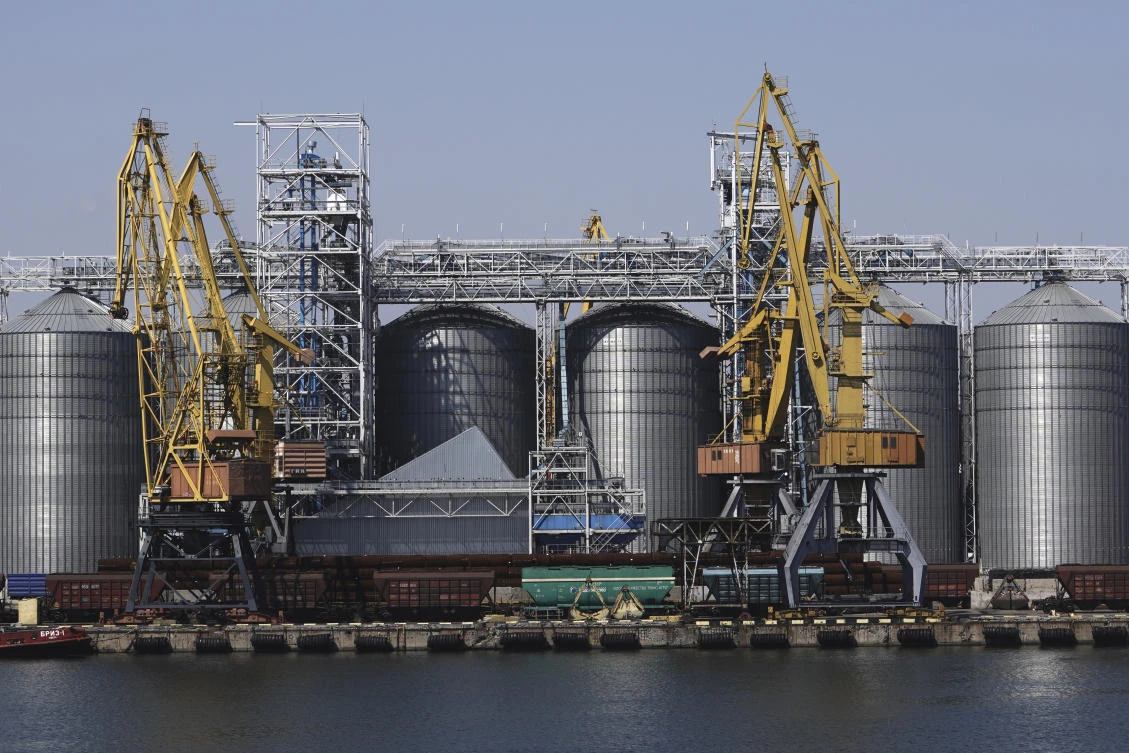 Exterior view of the grain storage terminal during visit of United Nations Secretary General Antonio Guterres at the Odesa Sea Port, in Odesa on Aug. 19, 2022. (AP/File)