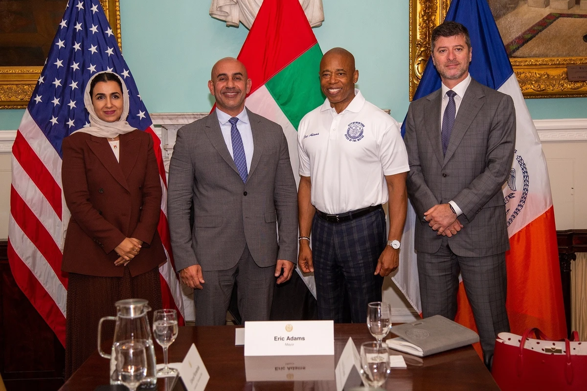 A UAE government delegation meets with New York City Mayor Eric Adams on the sidelines of the UN High-Level Political Forum on Sustainable Development. (WAM)