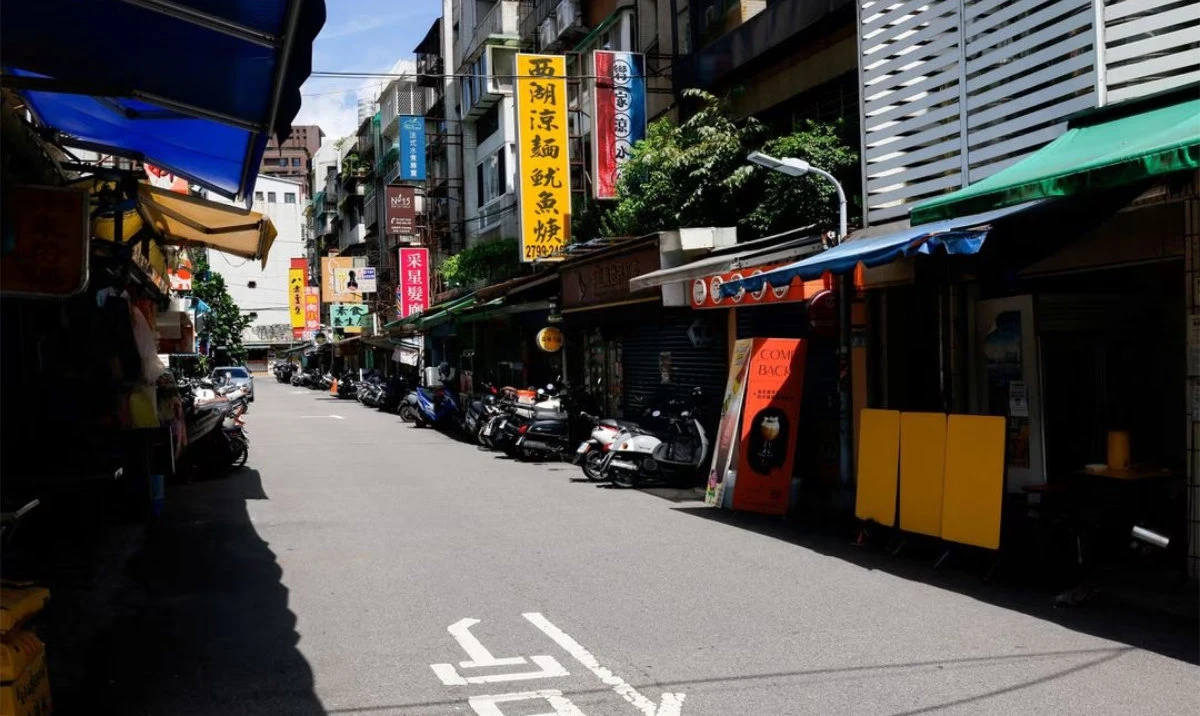 Empty streets are seen during the annual evacuation drill in Taipei, Taiwan July 24, 2023. (Reuters)
