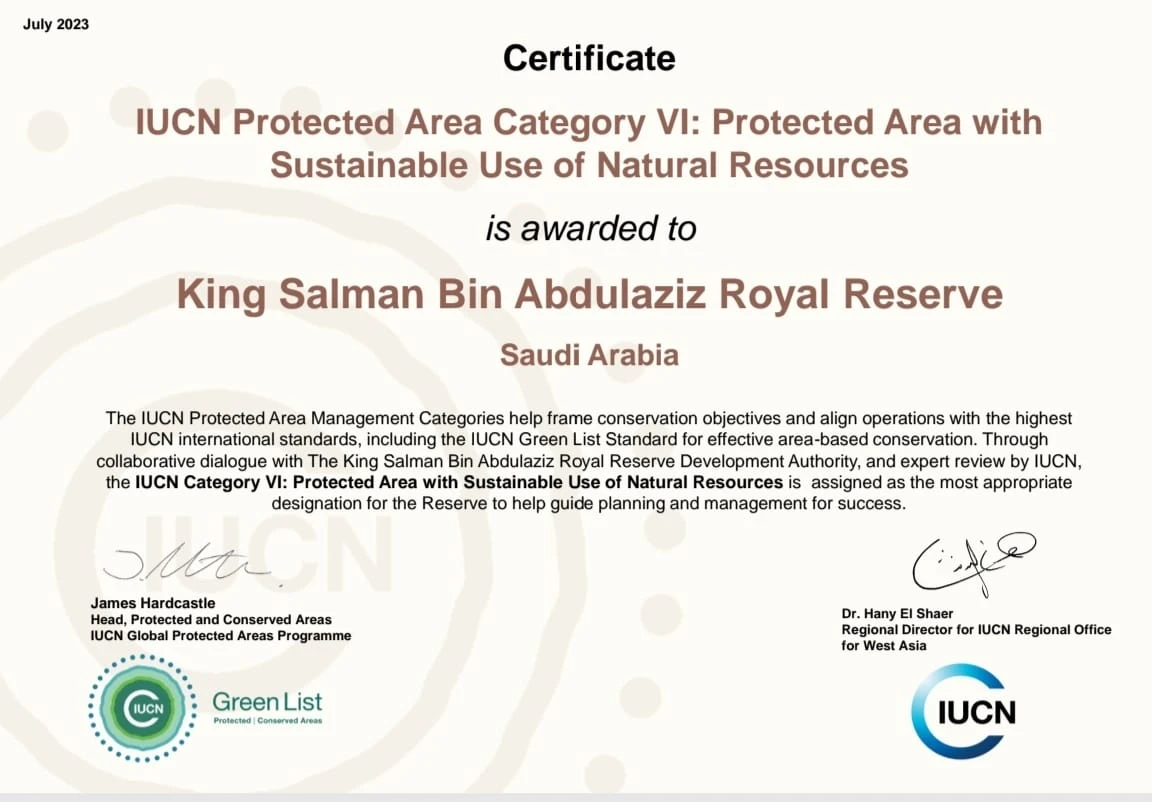 The King Salman Bin Abdulaziz Royal Natural Reserve has been accredited by the International Union for Conservation of Nature for meeting international administrative classification standards. (Supplied)