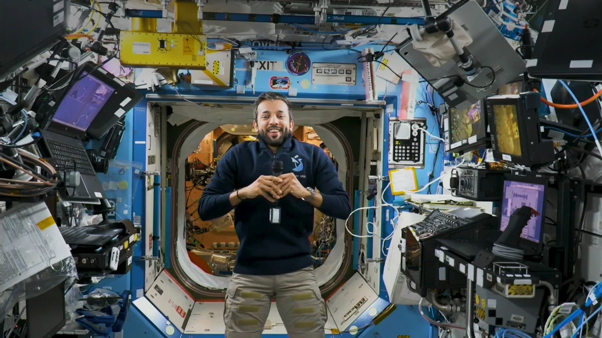 Emirati astronaut Sultan AlNeyadi on board the International Space Station. (AN Photo/Screenshot)