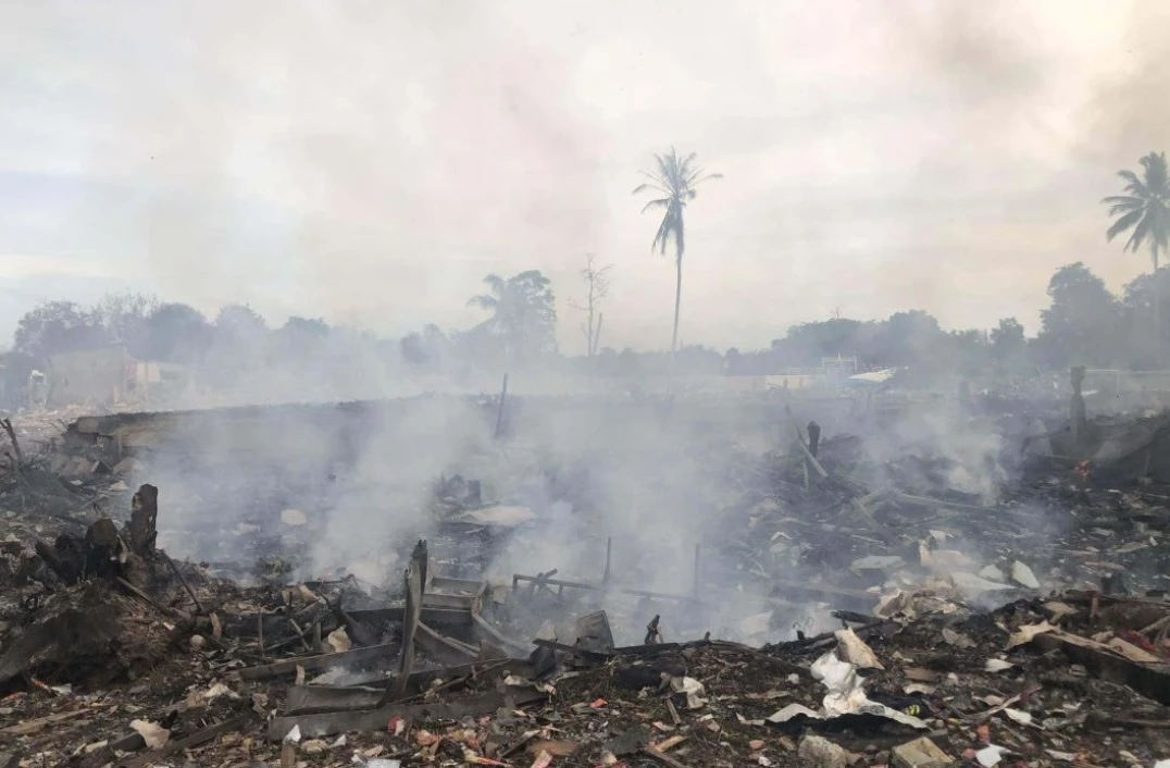 A large explosion at a fireworks warehouse in southern Thailand on Saturday killed at least nine people and wounded scores, officials said. (Twitter/@The_PattayaNews)