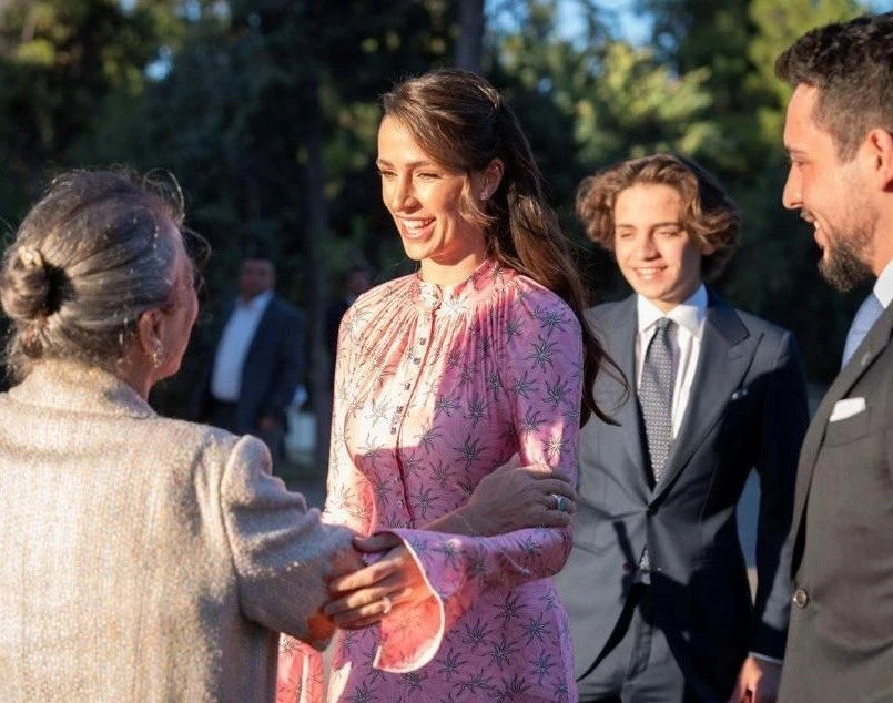 Jordan’s Princess Rajwa Al-Hussein and Crown Prince Hussein bin Abdullah II attend a family wedding, along with Prince Hashem bin Abdullah. (Instagram)