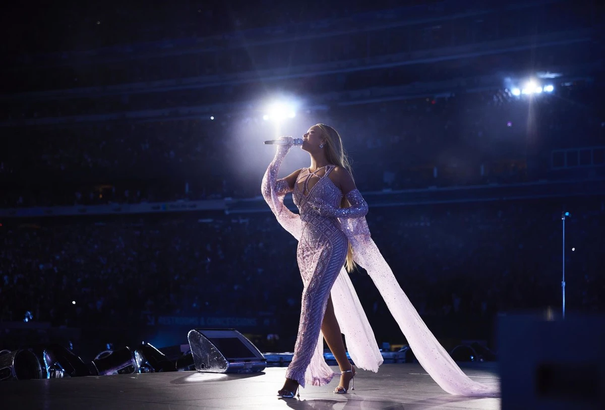 Beyonce wearing Lebanese label Georges Hobeika in New Jersey as part of her 'Renaissance' world tour. (Courtesy of beyonce.com)