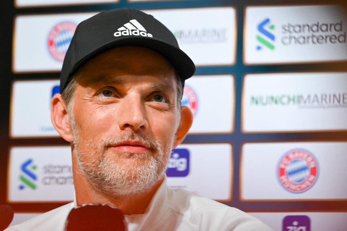 FC Bayern Munich head coach Thomas Tuchel attends a press conference at the Singapore Festival of Football in Singapore on August 1, 2023. (AFP)