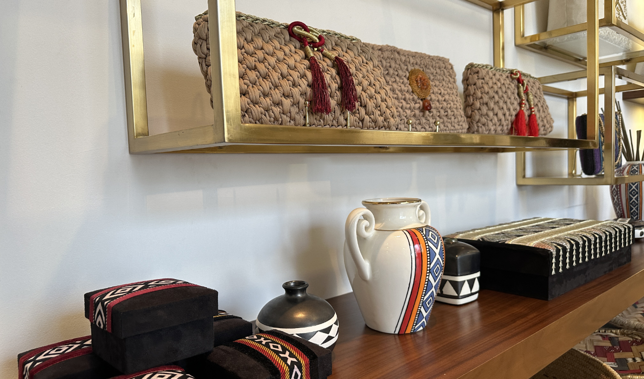 Sustainability is at the heart of Sleysla, which recycles Saudi raw materials to design traditional and contemporary accessories. (AN photo by Muhammad Hashim Nadeem)
