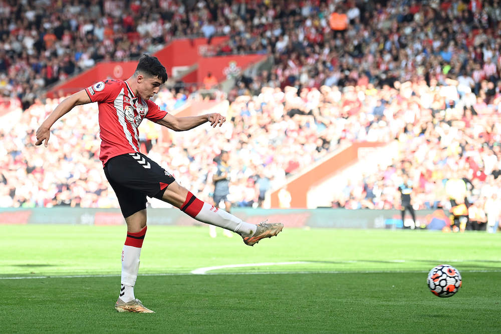 Newcastle coach Eddie Howe talked about the imminent $40 million deal for Southampton and former Chelsea defender Tino Livramento, above. (AFP)