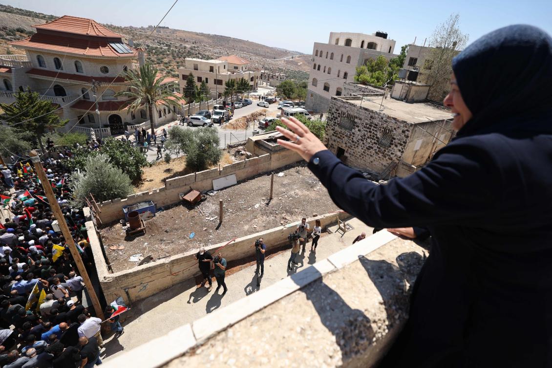 Relatives mourn during the funeral of Palestinian Qusai Jamal Maatan in the village of Burqa in the north of the occupied West Bank on Aug. 5, 2023. (AFP)