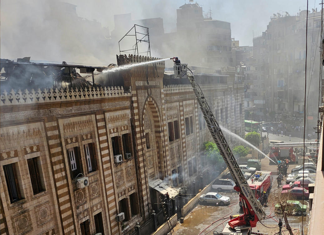 Firefighters control blaze at old Ministry of Religious Endowments building in Cairo