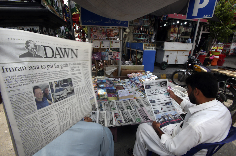 The guilty verdict could bar Imran Khan from politics under a law that stipulates people with a criminal conviction cannot hold or run for public office. (AP)