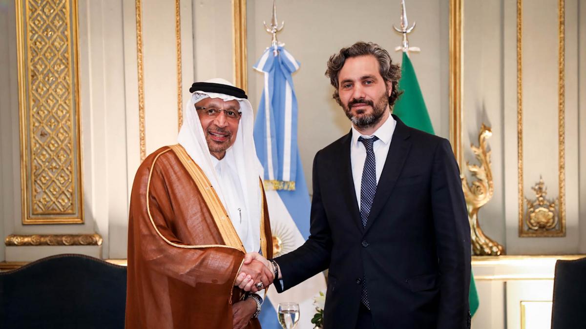 Saudi Investment Minister Khalid Al-Falih meets with Argentina’s Foreign Minister Santiago Cafiero. (Presidencia_de_Argentina)