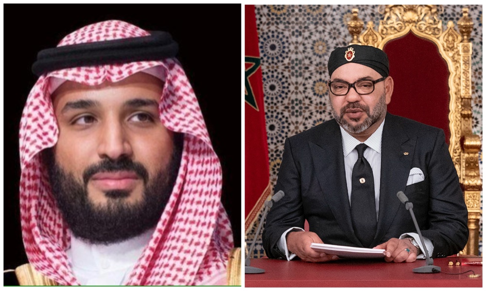 Saudi Crown Prince Mohammed bin Salman and Morocco’s King Mohammed VI. (File/SPA/AFP)