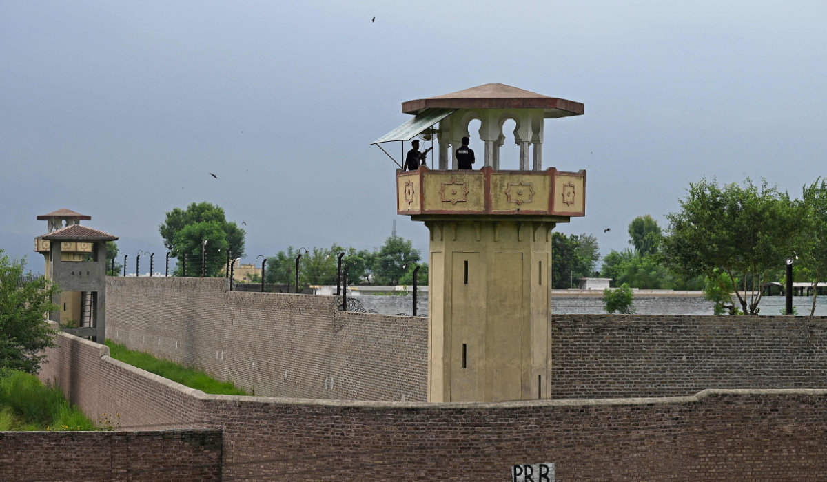 Policemen stand guard at the Attock prison post where Pakistan's former Prime Minister Imran Khan is being held for three years in Attock on August 6, 2023. (AFP)