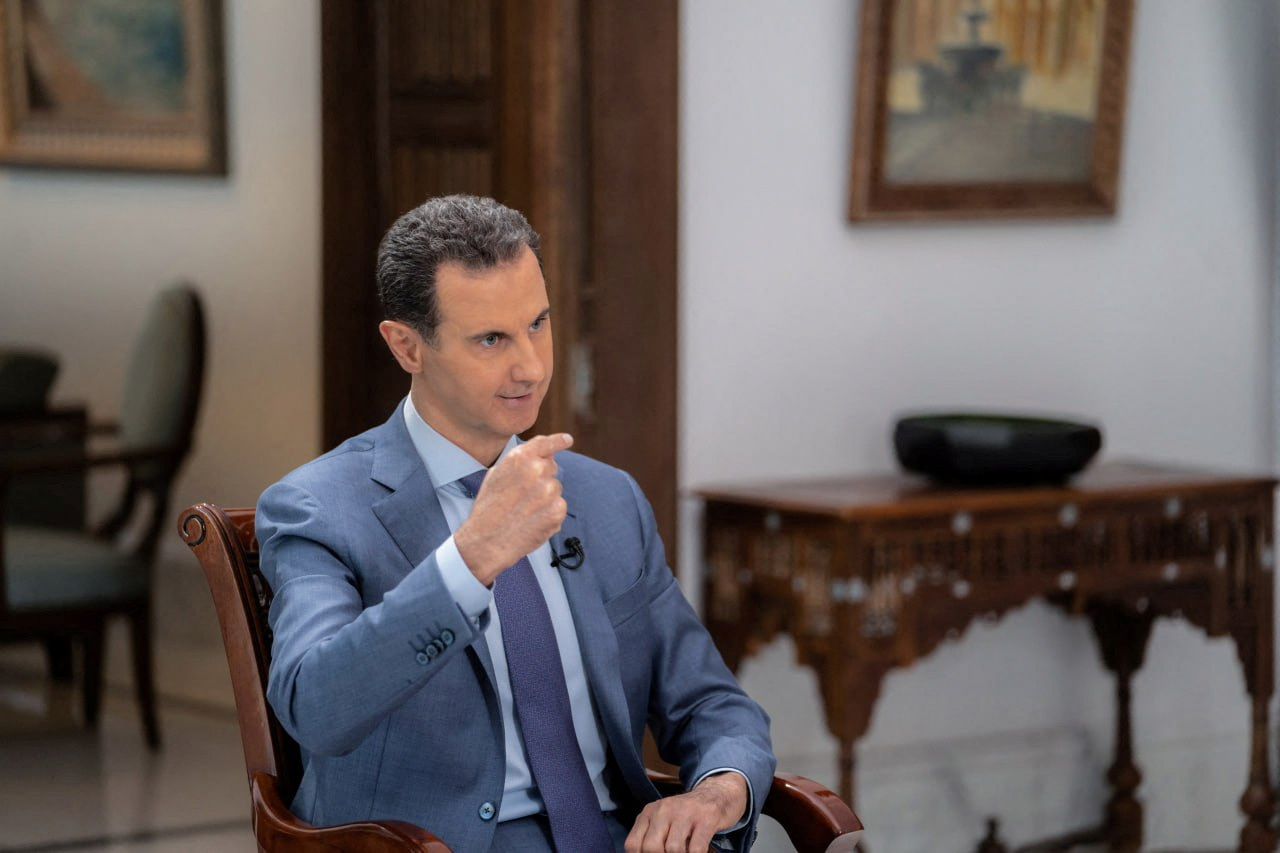 Syria's President Bashar al-Assad speaks during an interview with Sky News Arabia in Damascus (Reuters)